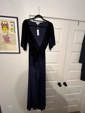 Baltic Born Navy Velvet Wrap Maxi Dress